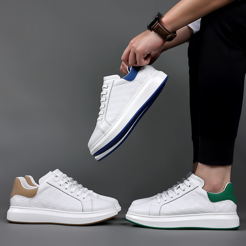 Nueva capa superior de piel de vaca de los hombres McQueen zapatos de los hombres de cuero blanco zapatos blancos zapatos casuales de moda transpirable zapatos de cuero de una sola capa