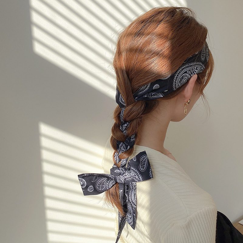 Pañuelo de seda banda para el cabello estilo francés para mujer cinta para el cabello accesorios para el cabello tocado Red para el cabello rojo 2023 nueva cinta trenzada para el cabello diadema