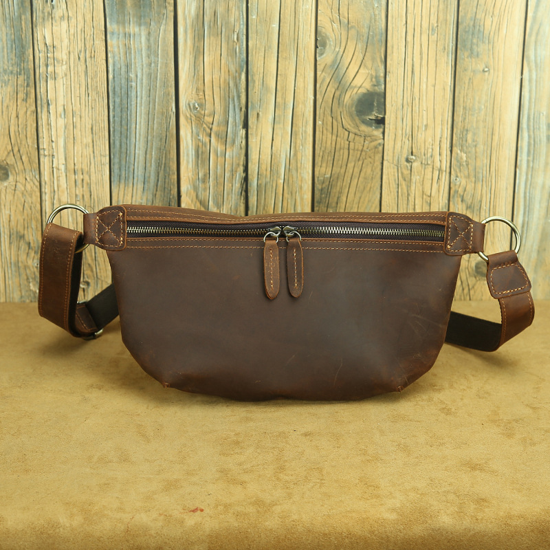 Guchao Ke verano nuevo estilo bolso de cuero para hombre bolso de pecho de cuero de caballo loco retro capa de cuero bolso de mensajero de hombro bolso de marea