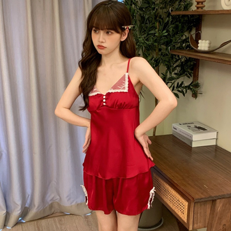 Ice Silk Women's Nightgown with Breast Pads, French Satin High-End Women's Nightgown Wholesale Ice Silk Women's Nightgown with Breast Pads, French Satin High-End Women's Nightgown Wholesale