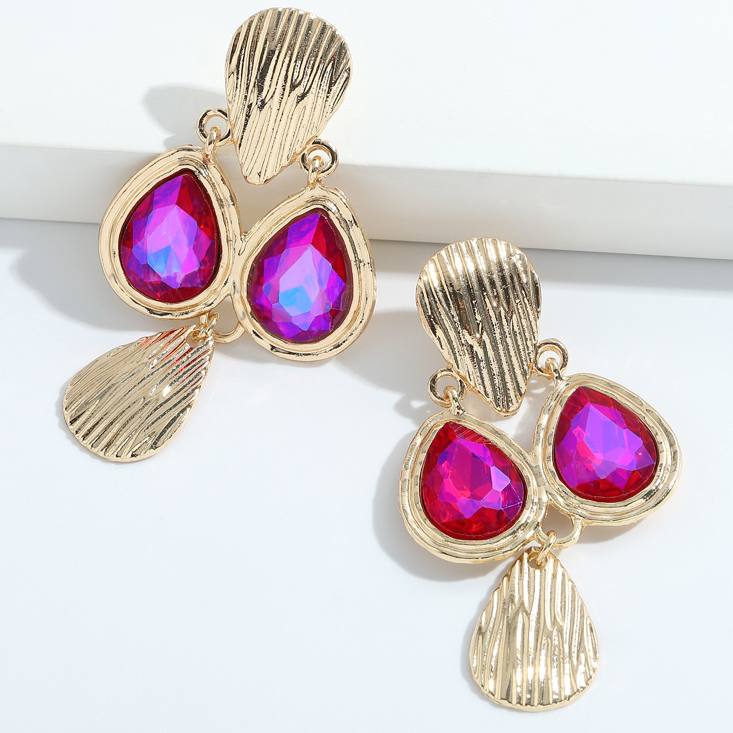 Fashion Alloy Inlaid Colorful Gemstone Drop-shaped Creative Earrings display picture 8