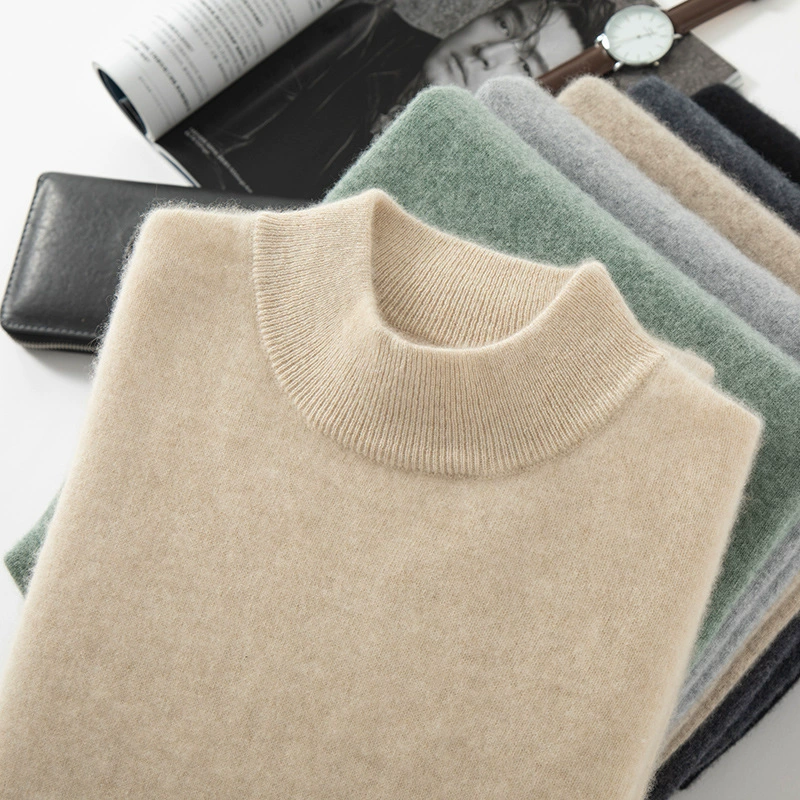 Осенне-Зимний новый свитер из горного кашемира с высоким воротником, Мужской пуловер, утолщенный свитер, деловой Повседневный шерстяной базовый свитер