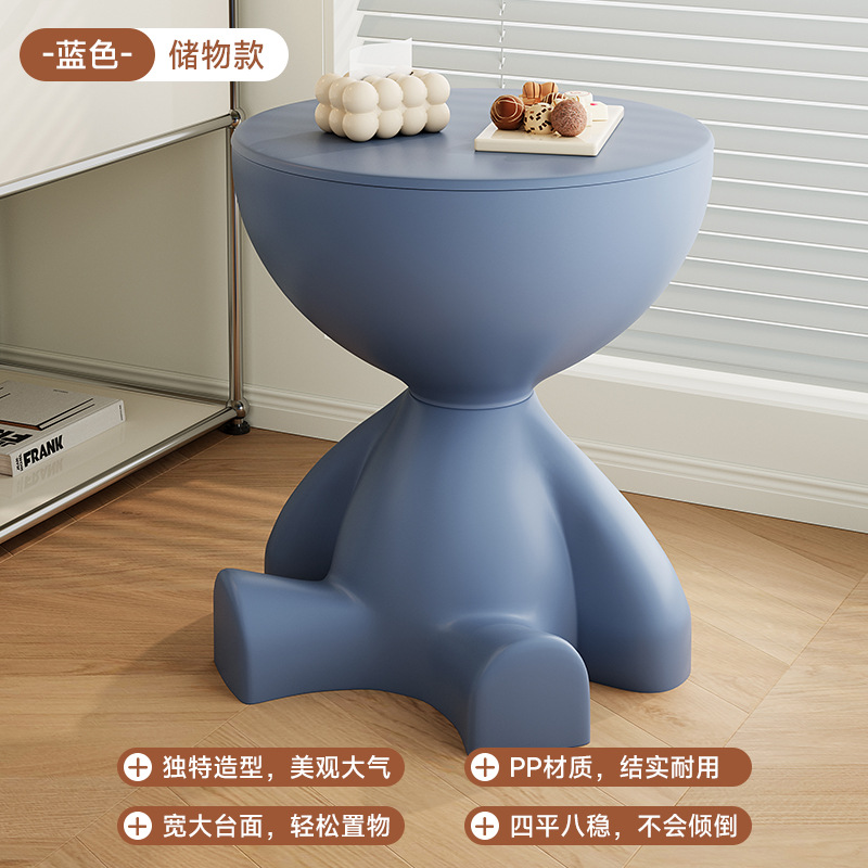 Gabinete lateral de sofá Sala de estar Mini balcón redondo creativo Mesa de centro pequeña móvil Dormitorio nórdico Mesa pequeña junto a la cama Mesa lateral