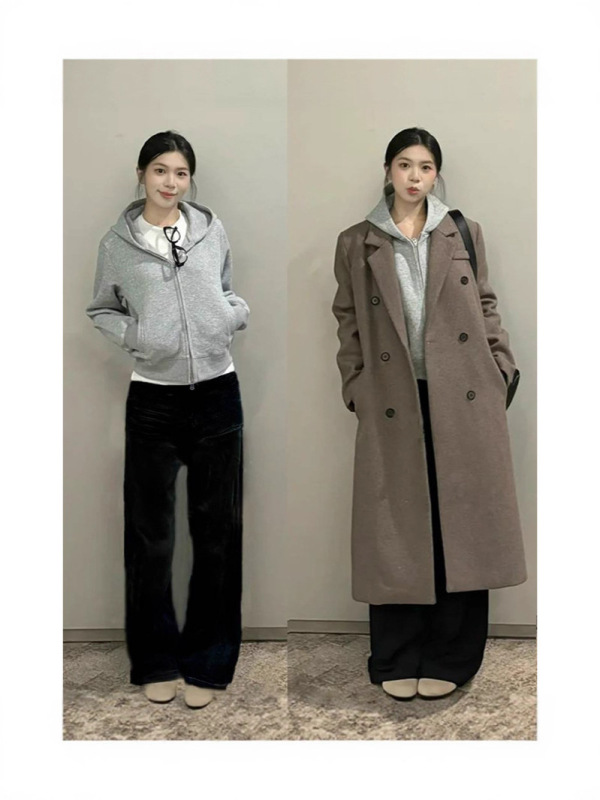 灰色短连帽卫衣2025新款内搭初秋拉链秋季外套女修身带帽上衣穿搭|undefined