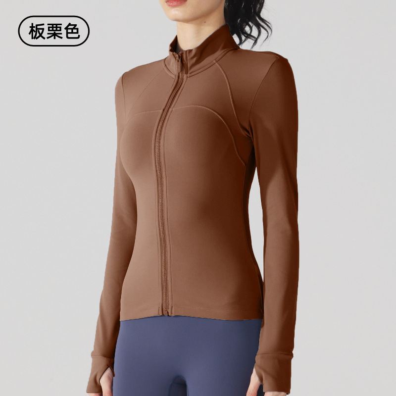 冬のヨガ服長袖保温とベルベットコートのジッパーシャツのフィットネス立襟ガードル運動ランニング上着の女性|undefined