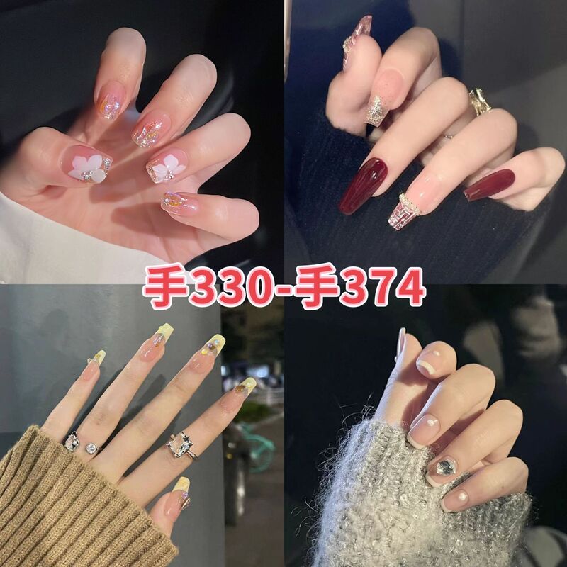 Xumengdie Hand-Nail Art Nail Tips Ins Style Pure Desire Clean Whitening Sparkling Diamond Nail Stickers Wearable Nails Wholesale