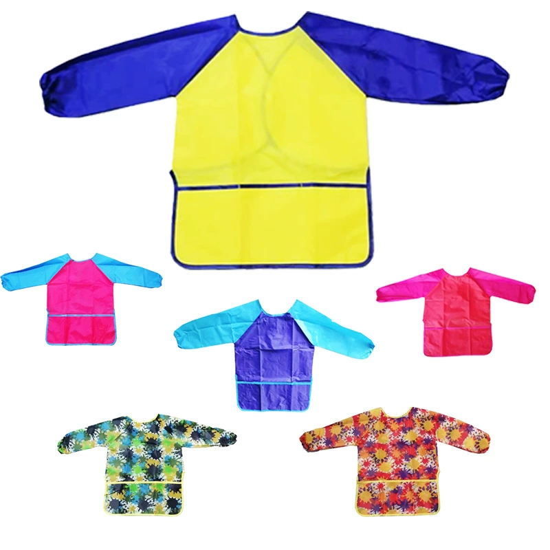 Детский Новый непромокаемый комбинезон с длинным рукавом, фартук, художественная защитная одежда, одежда для рисования, карманный нагрудник, обратная одежда оптом