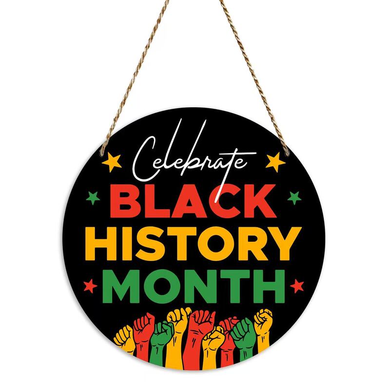 Black History Month Exclusive Front Door Porch Decorations, Rustic Round Hanging Wooden Sign Decorations