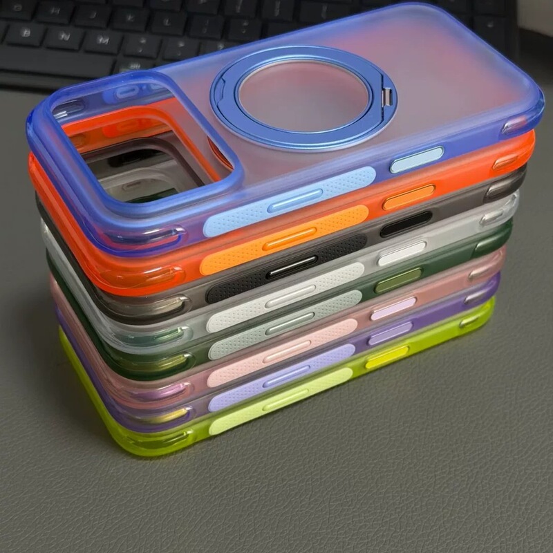 Suitable for iPhone 17 Pro Max phone case, matte finish, rotating stand, magnetic attraction, anti-drop protective cover for Apple 16