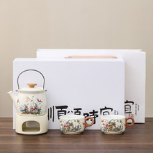 2026新款奶油风温茶炉套装蜡烛加热暖茶炉家用陶瓷茶具提梁茶壶杯