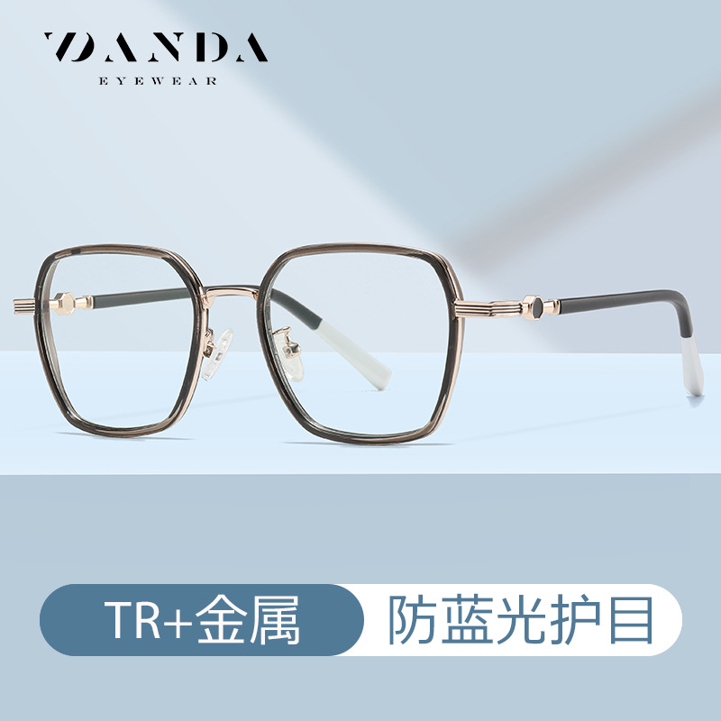 Nuevo artístico anti-azul claro gafas lisas de las mujeres de moda multilateral miopía gafas marco TJ813 ultra-ligero TR90 gafas de ordenador