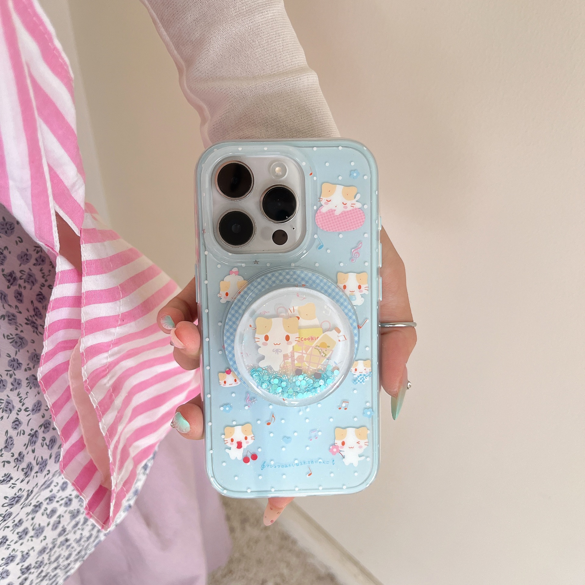 Divertido gato de algodón de azúcar de dibujos animados para Apple 16ProMax funda para teléfono móvil 15Pro nicho 14/13 nuevo 15PM