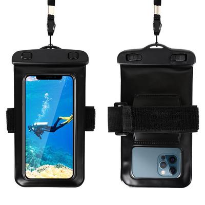 手机防水袋可触屏游泳装备骑手通用手机袋带绑带密封透明潜水套新|ru