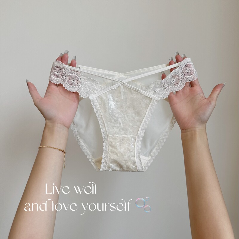 Brannie~ Sexy Velvet Noble Waist Lace Women's Underwear French Pure Desire Transparent Temptation Briefs