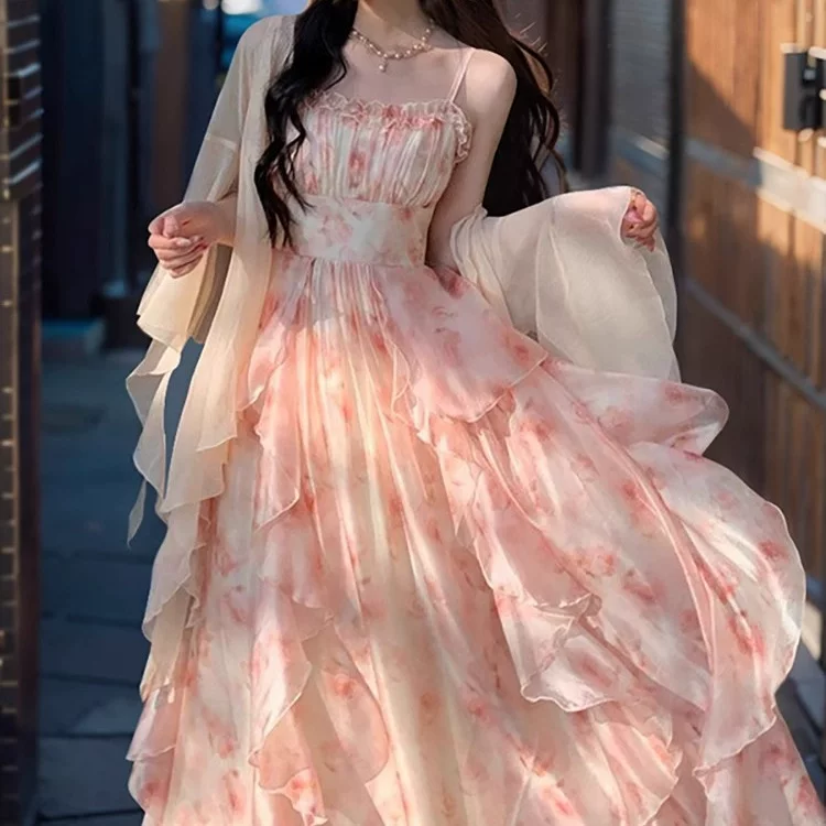 Комплект женского-slip dress — облегающий корсет, юбка и кардиган, легкий многослойный стиль, S–XL