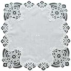 A5L9951簡歐美式白色麻棉蕾絲鏤空床頭櫃蓋布藝方形防塵布遮蓋巾