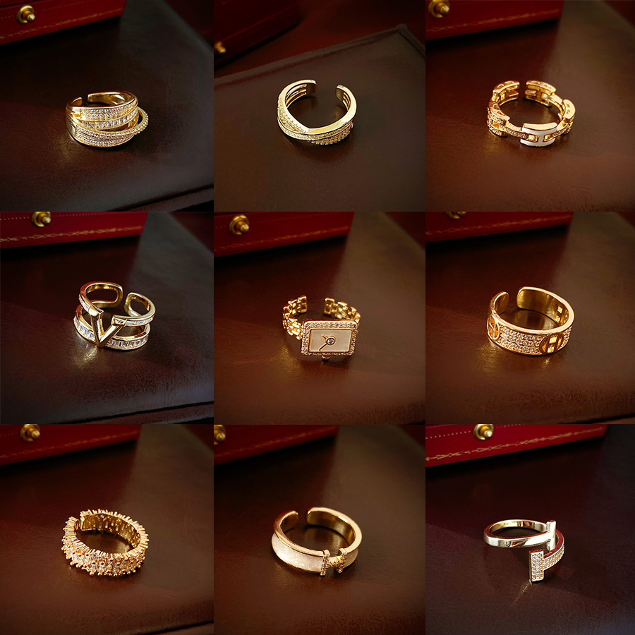 south korea simple zircon geometric open ring light luxury high sense index finger ring internet celebrity fashion hand accessories wholesale women