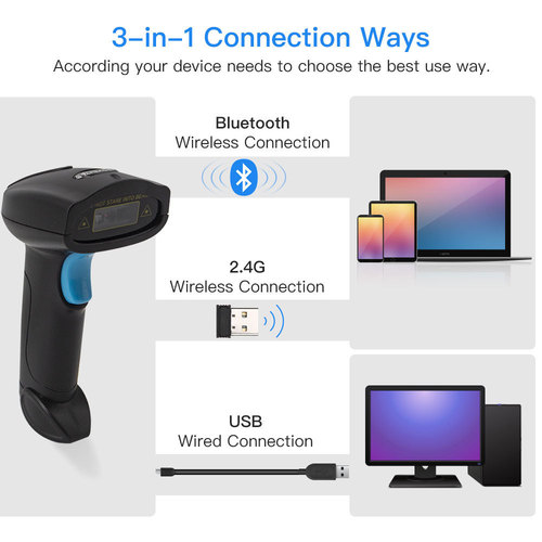 Factory wireless scanner Bluetooth QR code scanner supermarket logistics express handheld scanner self-sensing scanner