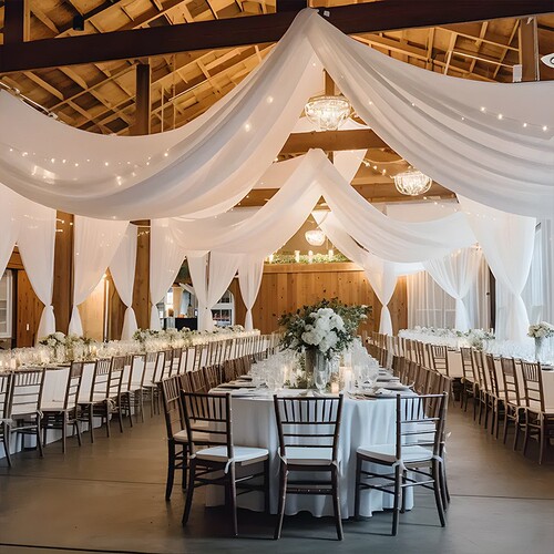 Cross-border white mesh curtain outdoor wedding party venue decoration background wedding arch wedding curtain