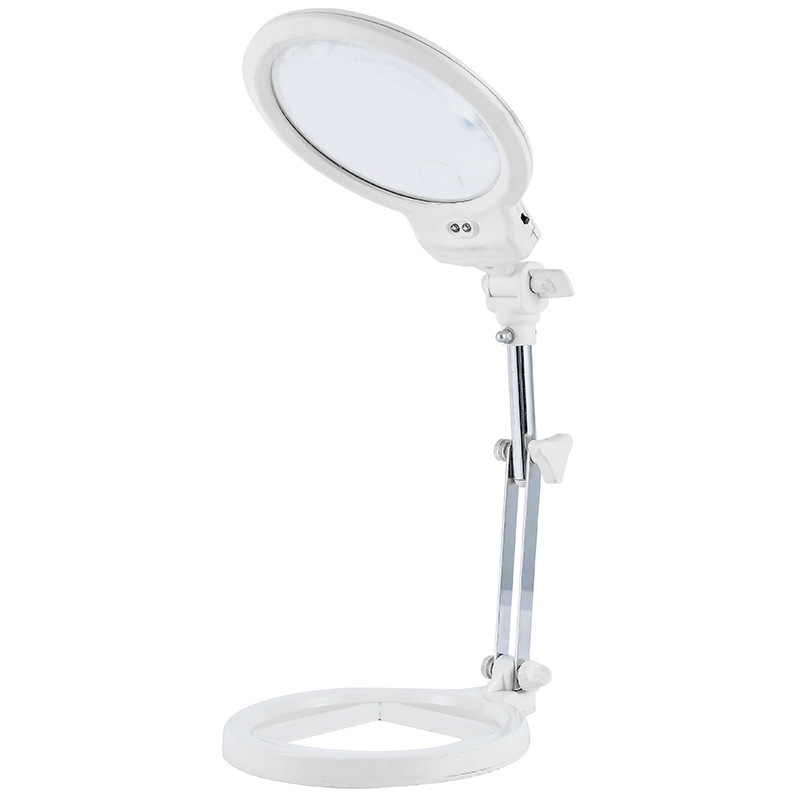 厂家批发台式桌面式带LED灯5倍高倍高清办公阅读维修专用放大镜