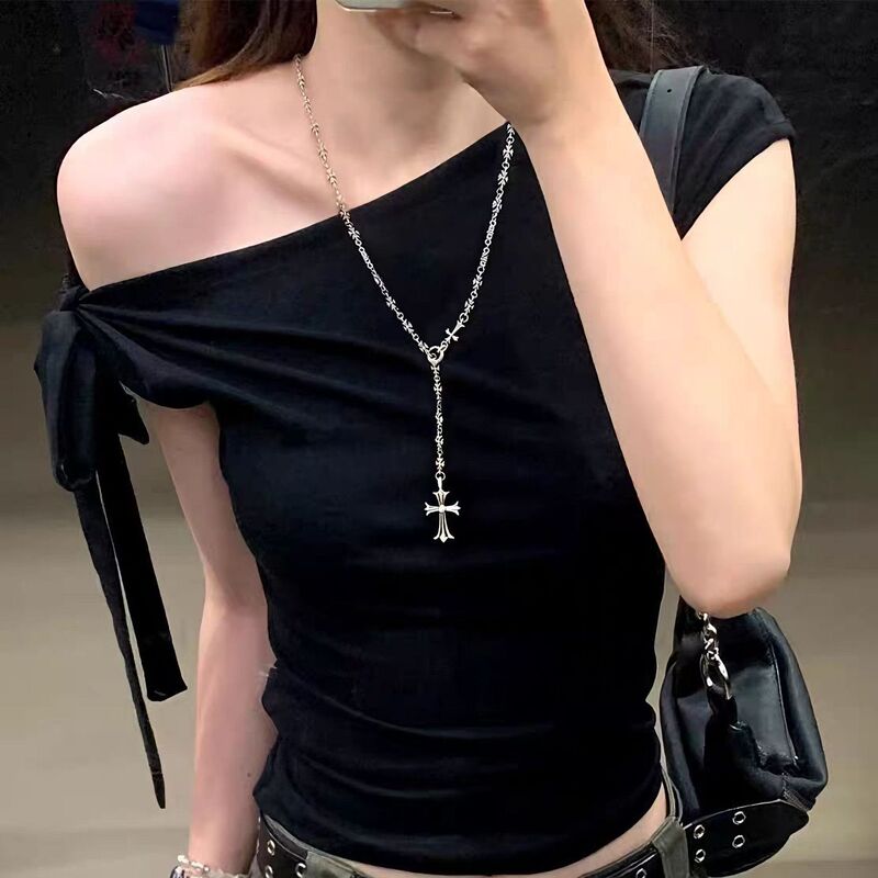 Cross Tassel Necklace Women's Niche Design Extended Versatile Couple Sweater Chain 2025 New Sweatshirt Chain