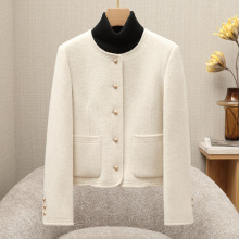小香风双面呢羊毛大衣女2025秋冬新款小个子短款圆领羊毛呢外套