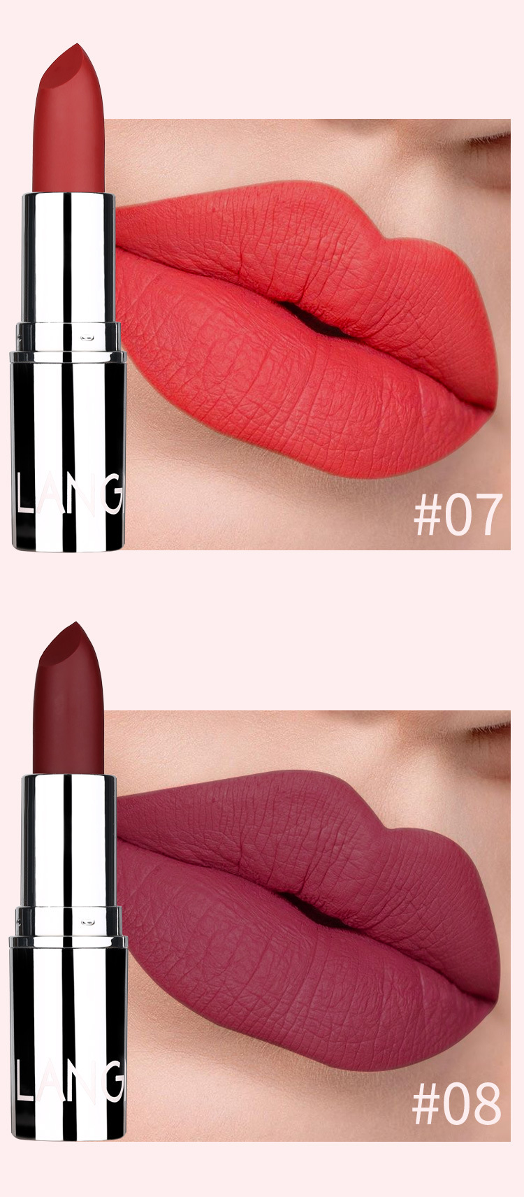 langmanni silver tube matte lipstick is not easy to stick to cups. Cross-border makeup lipstick wholesale undefined