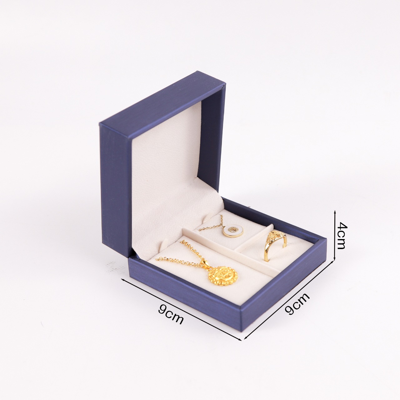 Caja de joyería PU de alta calidad anillo de joyería collar caja de colgante brazalete de oro caja de embalaje de ángulo recto al por mayor