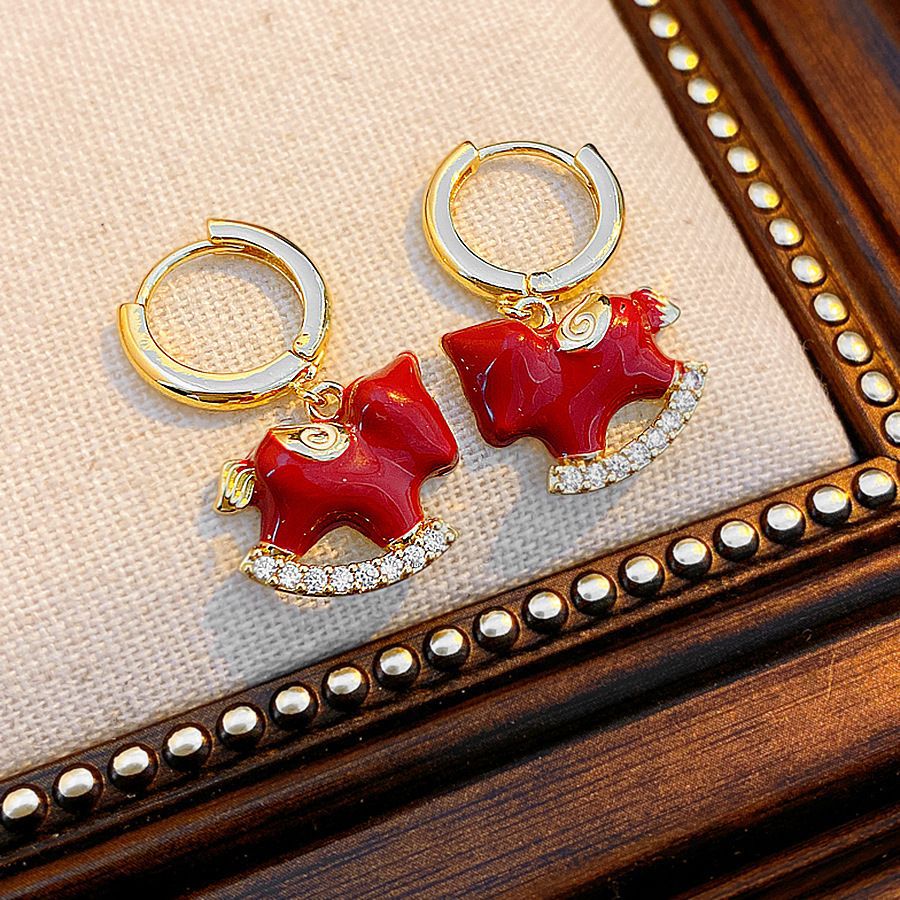 Oro verdadero eléctrico galvanis colgante de piedra pony pendientes collar ligero lujo nicho universal conjunto temperamento alta sensación de joyería mujer