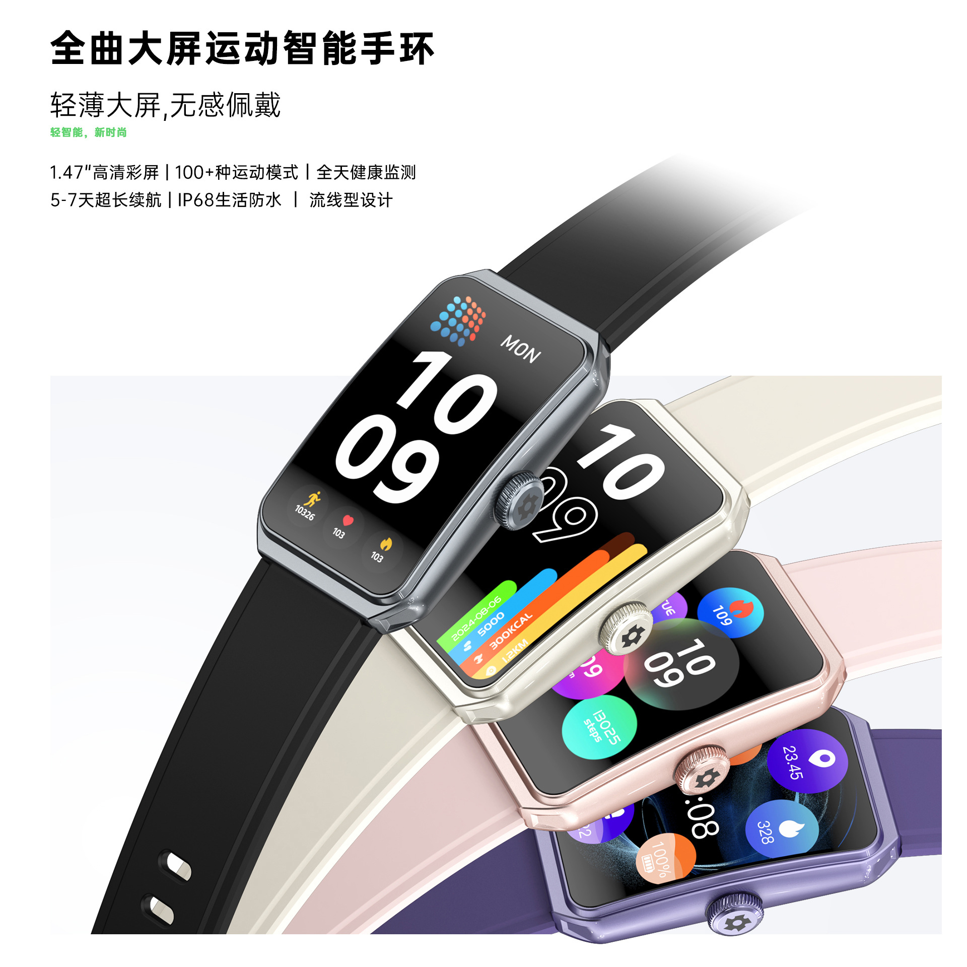 R11 Smart bracelet 1.47 large screen bracelet heart rate counter step light and thin sports bracelet gift wholesale sports watch full figure