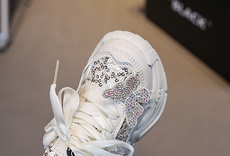 Girls Princess Sneakers With Soft Sole And Sequin Butterfly_voghion.com