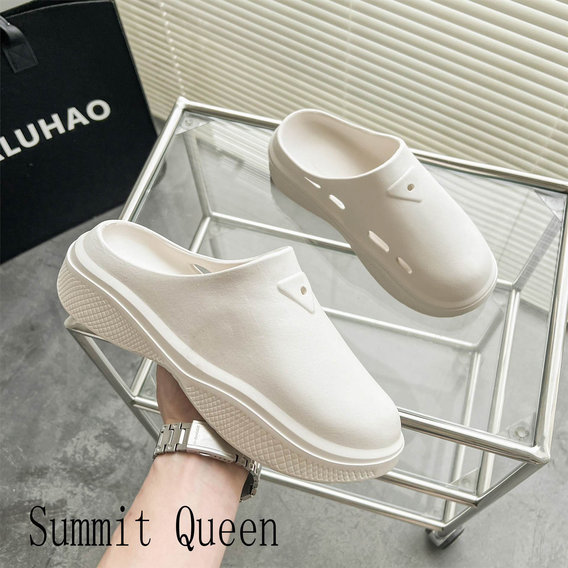 2023 New Big Name Influencer Flat Soft Solid Color Baotou EVA Slippers Comfortable Casual Half Slipper Sandals_voghion.com
