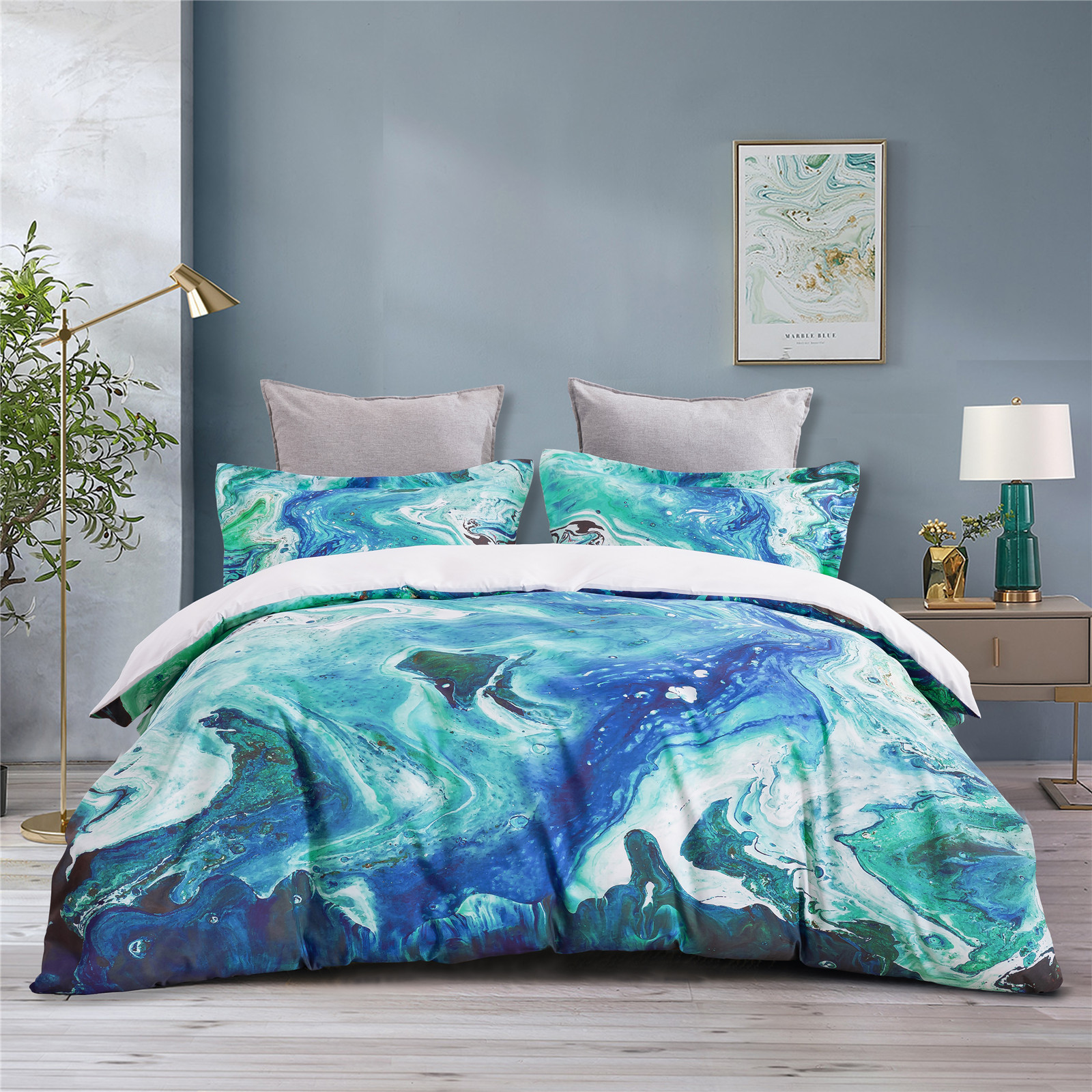 Housse de couette numérique en marbre moiré et taie d'oreiller pour la maison, housse de couette trois pièces, textile transfrontalier personnalisé Vio_voghion.com