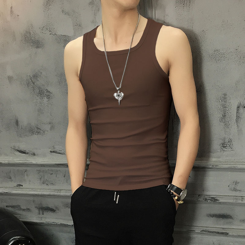 Summer thin elastic base body-friendly breathable sports white vest…