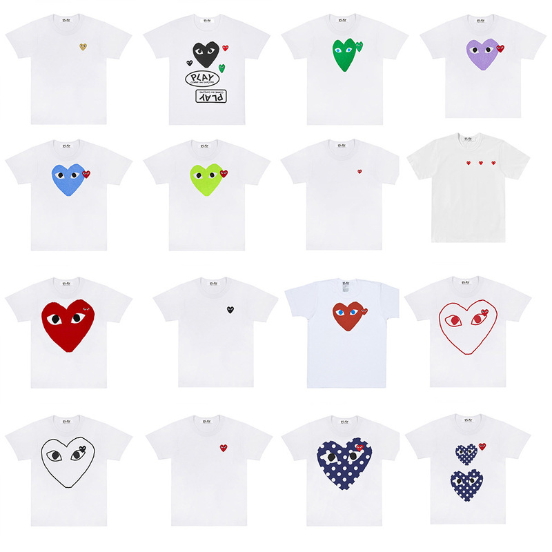 25Ss Export Sichuan Fashion Brand Heart Men and Women Same Style Embroidered Round Neck Simple Loose Short-Sleeved T-Shirt Top Pla 25Ss Export Sichuan Fashion Brand Heart Men and Women Same Style Embroidered Round Neck Simple Loose Short-Sleeved T-Shirt Top Pla