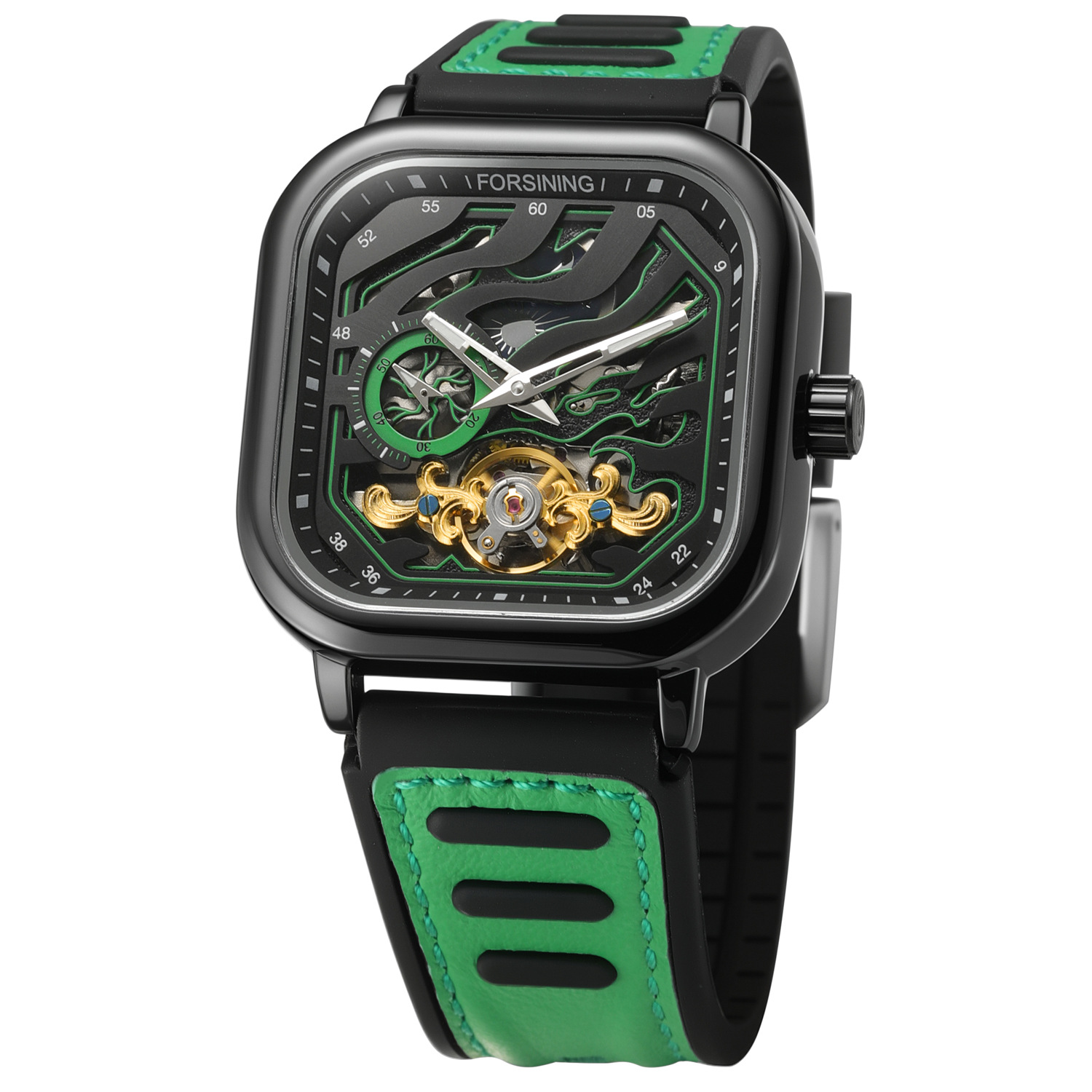 New Forsining European And American Style Men's Fashion Square Hollow Wormhole Concept Future Automatic Mechanical Watch_voghion.com