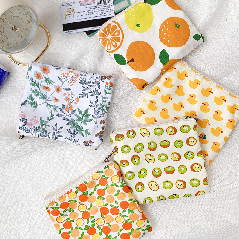 Fresh and Simple Summer Cotton Small Square Bag Fabric Printed Pocket Coin Purse Women's Zipper Card Holder Mini Wallet Fresh and Simple Summer Cotton Small Square Bag Fabric Printed Pocket Coin Purse Women's Zipper Card Holder Mini Wallet