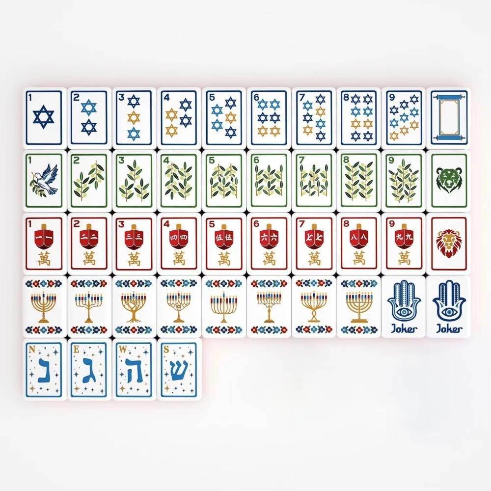 Jewish-themed American Mahjong Blue Pearl Acrylic Mahjong Tiles 160 Pieces American Style Mahjong Customizable