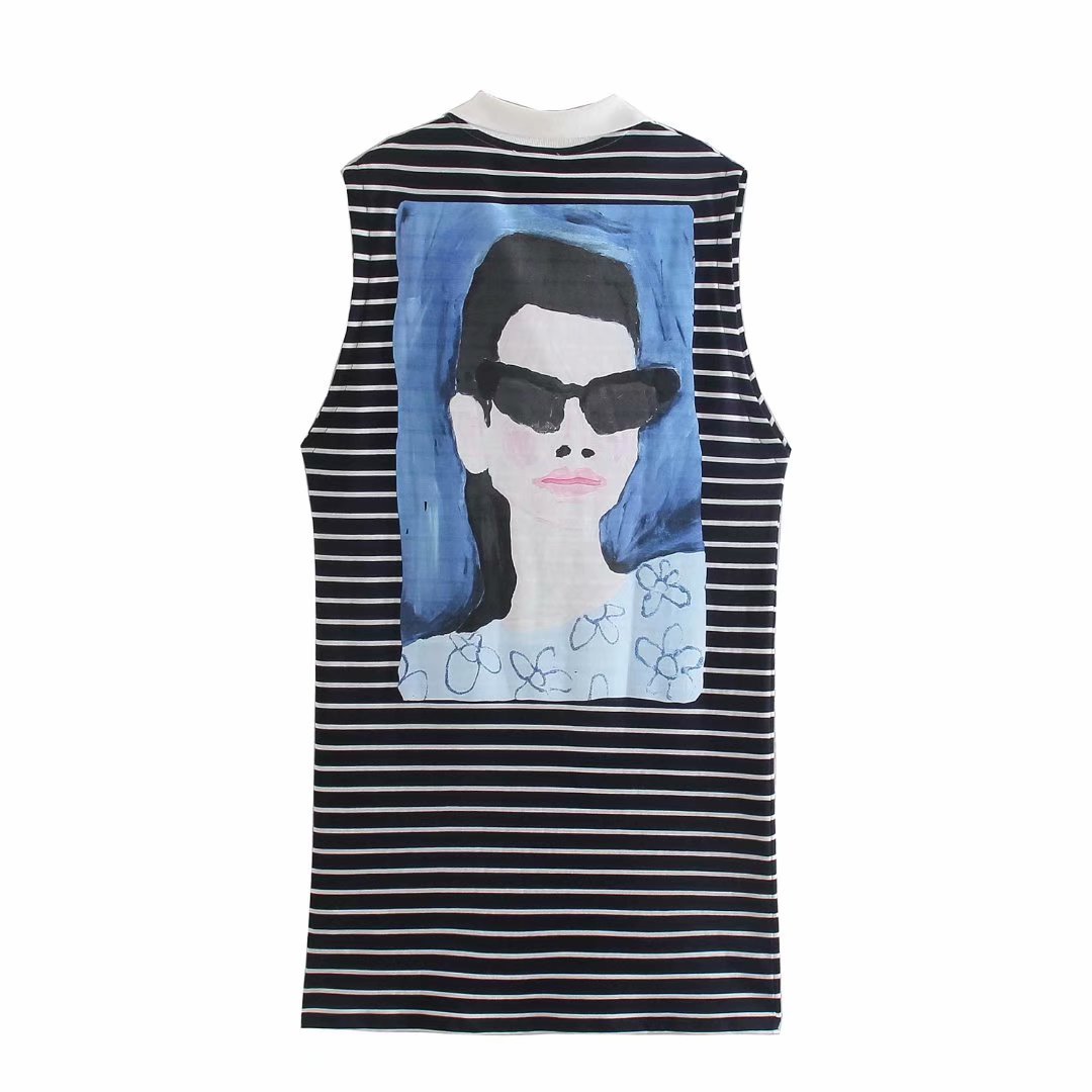 women s new striped back printing dress nihaostyles clothing wholesale NSAM72125