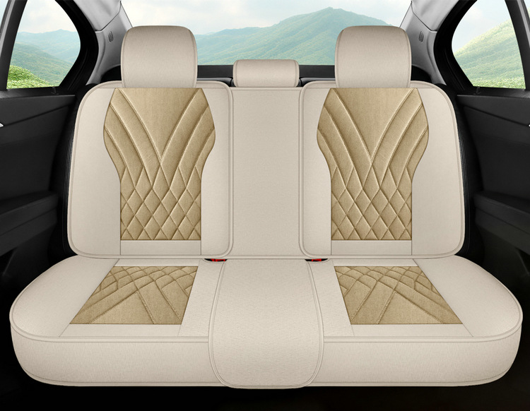 New Car Seat Cushion for All Seasons, Cartoon Cute Seat Cushion, All-Inclusive Linen Seat Cover, Female Seat Cover, Summer Car Cushion