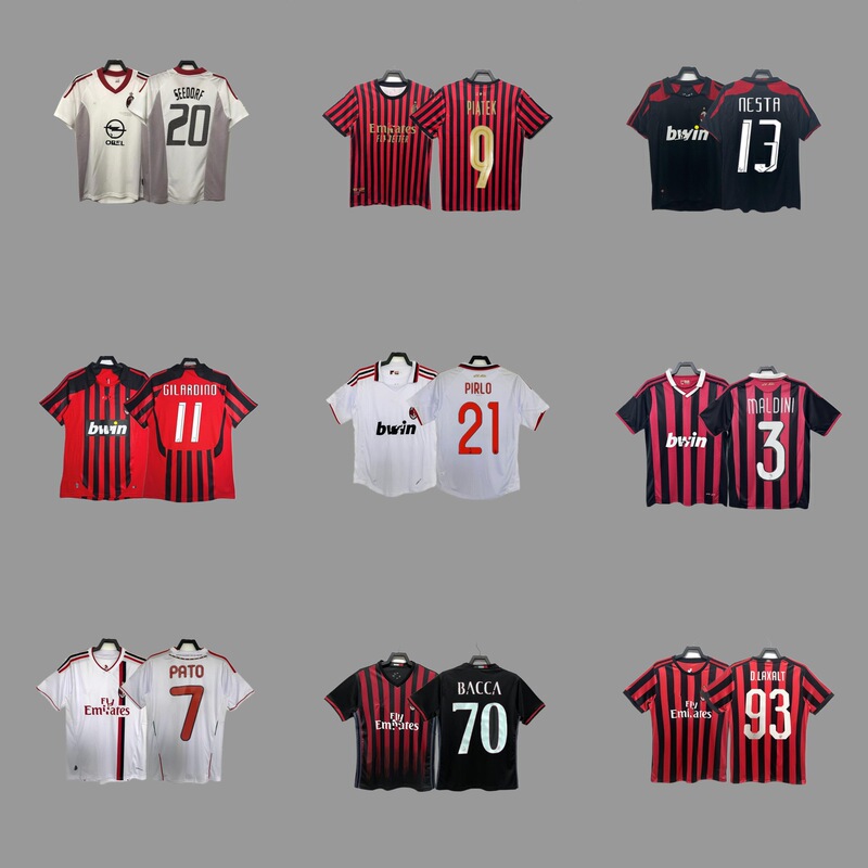 ACレトロユニフォームサッカー服マルティーニパトインザジシェフチェンコガトゥソネスタユニフォーム|undefined