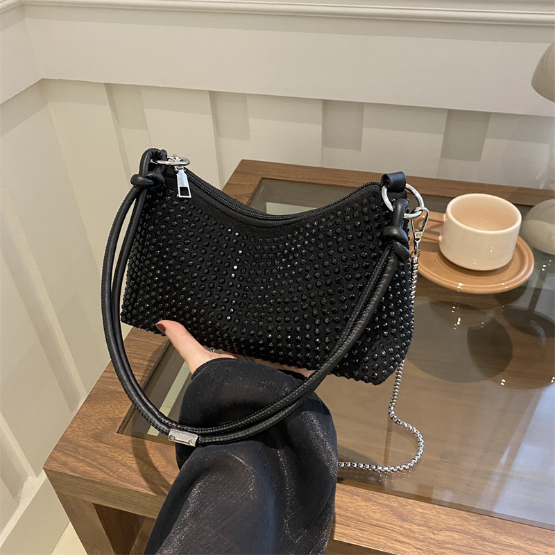 Bolso con incrustaciones de diamantes para mujer 2024 nuevo bolso de hombro de moda de alta calidad de estilo extranjero de primavera y verano bolso bandolera de todo fósforo de nicho