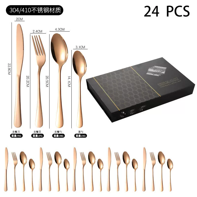 Tableware stainless steel, set, (Cross-border trading), 24 pieces