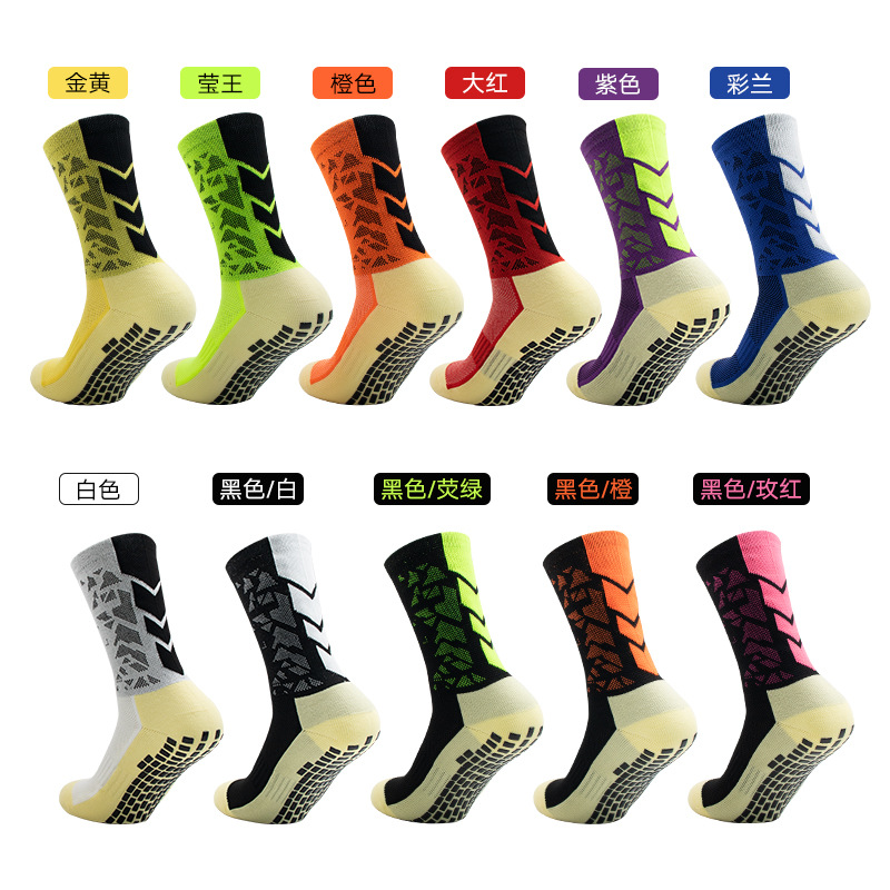 Calcetines antideslizantes dispensadores transfronterizos Calcetines de fútbol de fondo de toalla gruesa resistentes al desgaste Calcetines deportivos transpirables que absorben el sudor de tubo medio