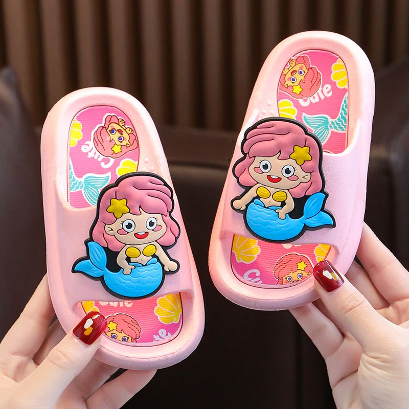 Zapatillas para Niñas para niños verano TikTok mismo estilo súper caliente baño interior y exterior antideslizante desgaste exterior zapatillas planas de aspecto alto