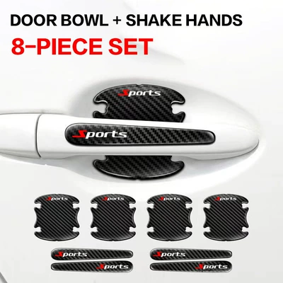 Carbon Fiber Door Handle Stickers for Car Doors, Anti-Scratch Car Door Bowl Stickers, Door Handle Stickers, Scratch Paint Protection Stickers, Decorative (Body sticker) - sports8-piece-set-standard