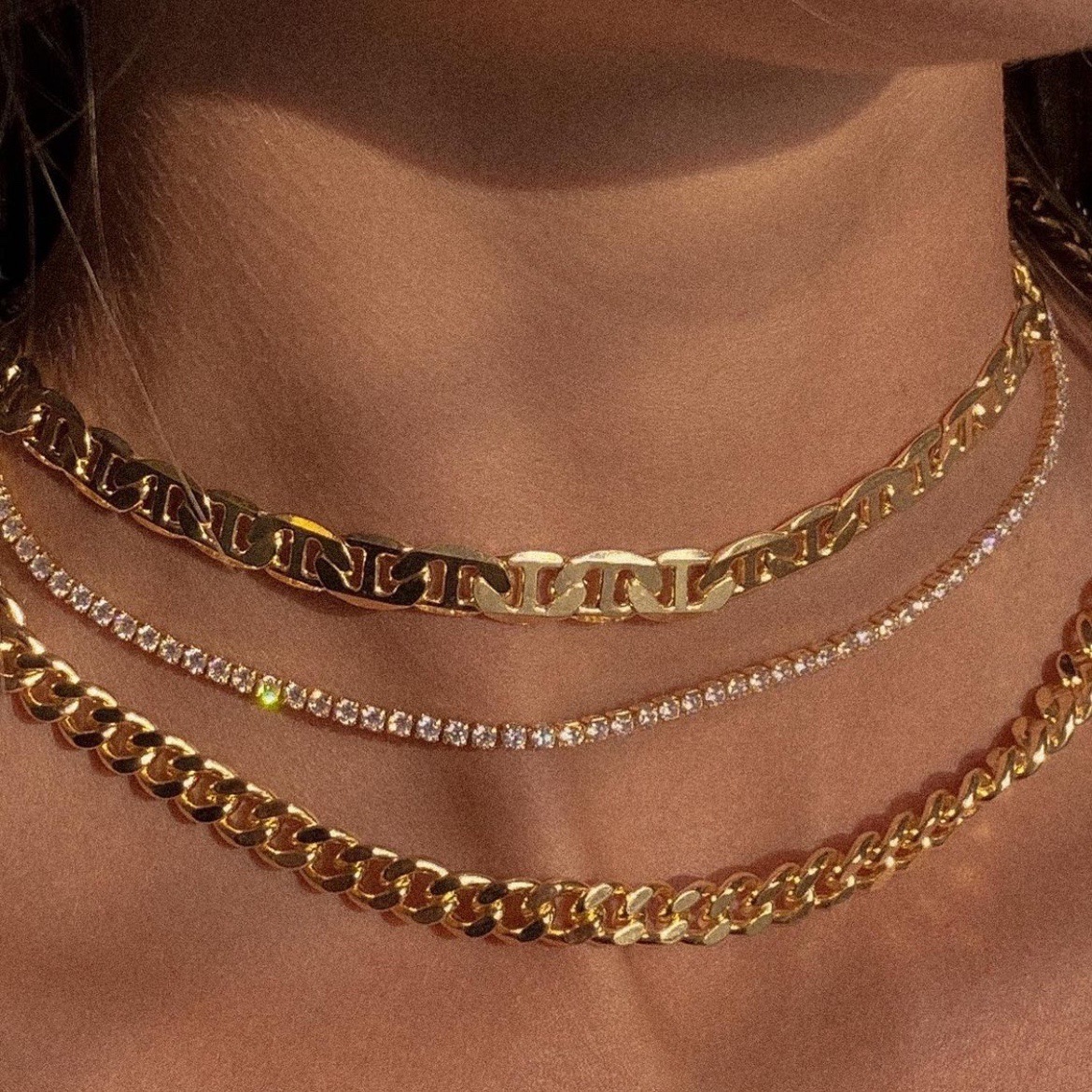 1 Piece Quantity Holiday, Street Occasion Retro Solid Color Copper 18k Gold Plated Necklace