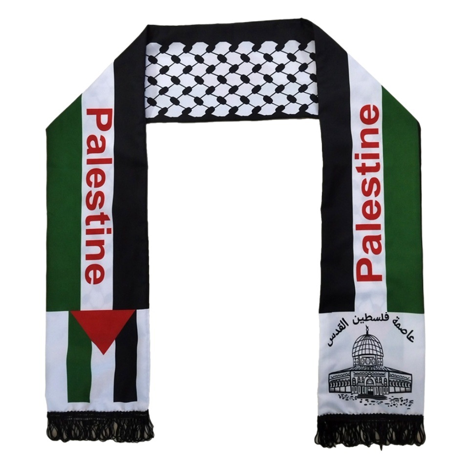 Fuente de la fábrica Copa del mundo bandera bufanda Palestina bandera bufanda