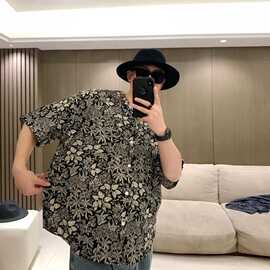 夏季新款复古港味设计感小众花衬衫男短袖ins痞帅休闲衬衣