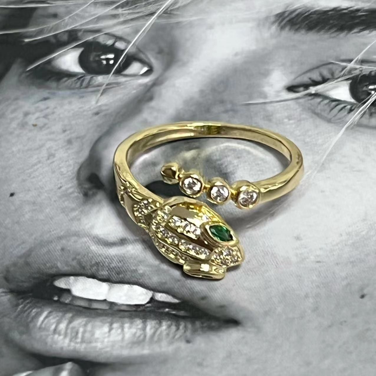 1 Piece Fashion Animal Snake Butterfly Alloy Plating Inlay Zircon Womenu0027S Open Ring